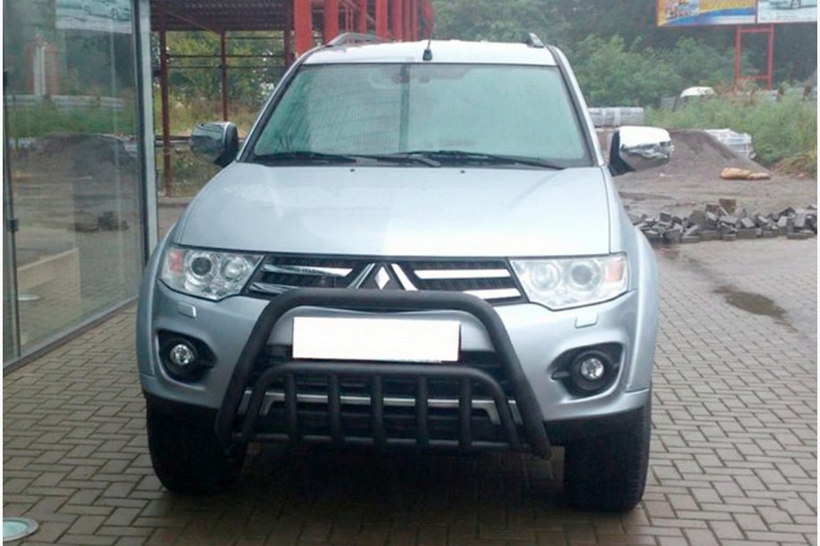 Mitsubishi Pajero Sport 2008–2015 Voorkantbescherming WT002 Black (RVS) Foto 1