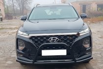 Hyundai Santa Fe 4 2018–2023 Bullbar met "snor" WT006 Black (RVS) foto 2