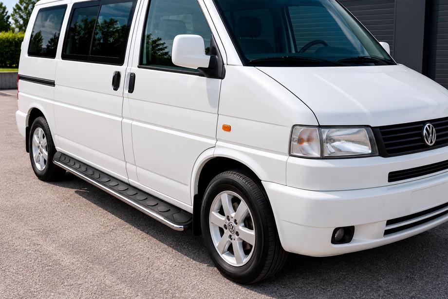 Volkswagen T4 Caravelle/Multivan 1990–2003 Maydos V1 zijtreden (set 2 stuks, aluminium + RVS) Korte wielbasis Foto 1