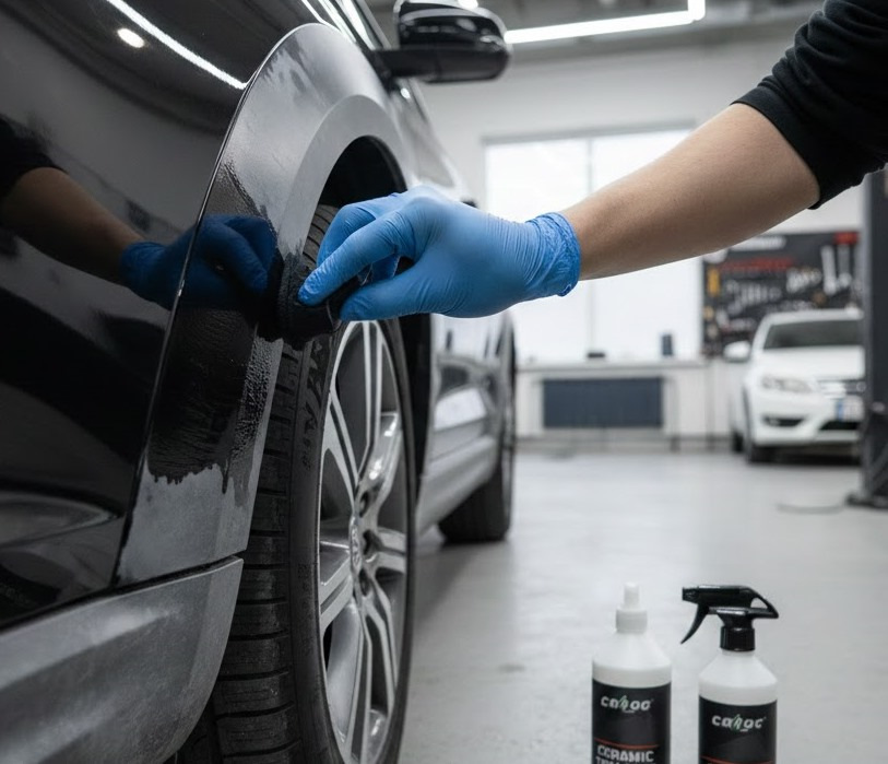 Wat te doen als de zwarte kunststof op de carrosserie is verkleurd?