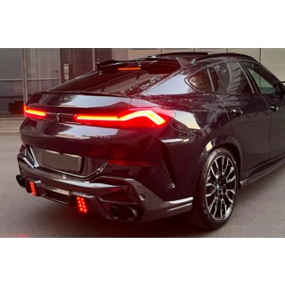 Achterbumperdiffuser met LRT uitlaattips (voor M-Sport 2023+, Carbon) BMW X6 G06 2019–2027 foto 3
