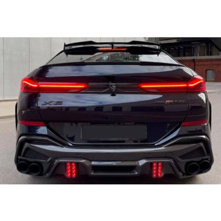 Achterbumperdiffuser met LRT uitlaattips (voor M-Sport 2023+, Carbon) BMW X6 G06 2019–2027 foto 1