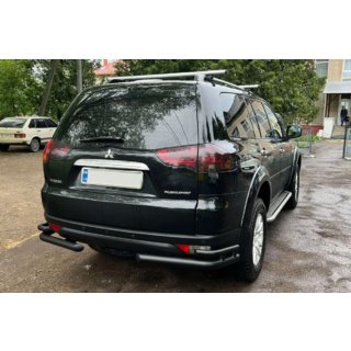 Achterbeschermbeugel AK003-Double Black (2 st., RVS) Mitsubishi Pajero Sport 2008–2015