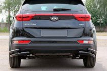 Kia Sportage 2015–2021 Dubbele achterhoekbescherming AK003-подвійний Black (RVS) foto 2