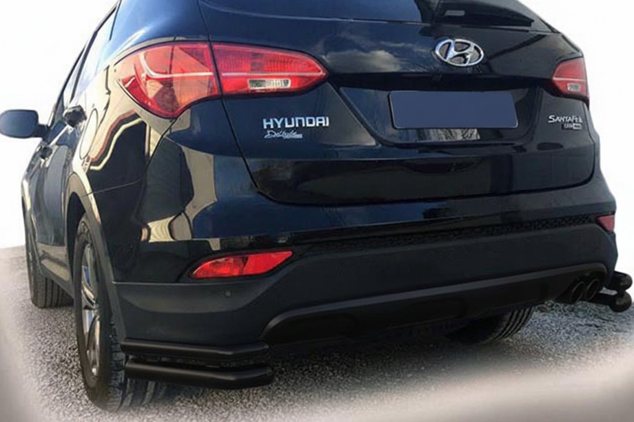 Hyundai Santa Fe 3 2012–2018 Achterhoekbeugels AK-003-Double Black (RVS) Foto 1