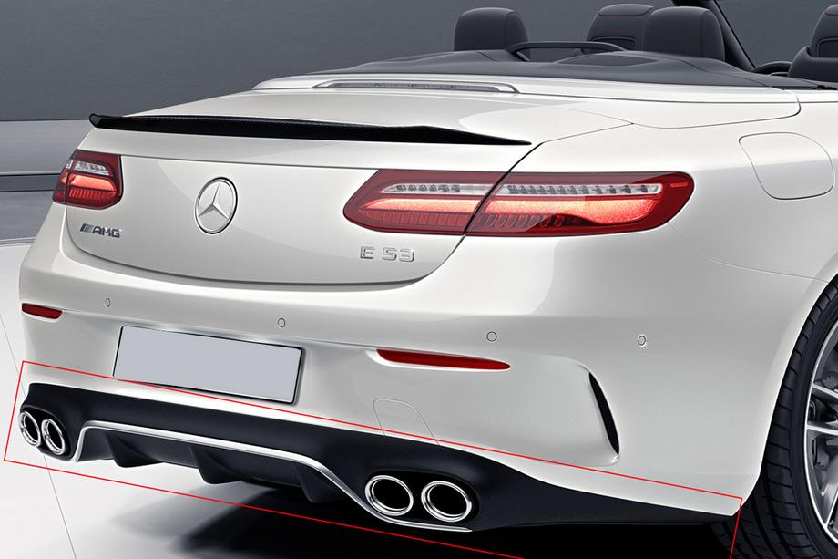 Mercedes E-Klasse Coupé C238 2016–2024 Achterdiffuser Black met Chrome uitlaatsierstukken (AMG53-design) Image