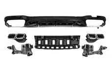 Mercedes E-class W213 2016–2023 Achterdiffuser met uitlaatsierstukken E63-Design Black (voor AMG/AMG-Line 2016-2020) foto 1