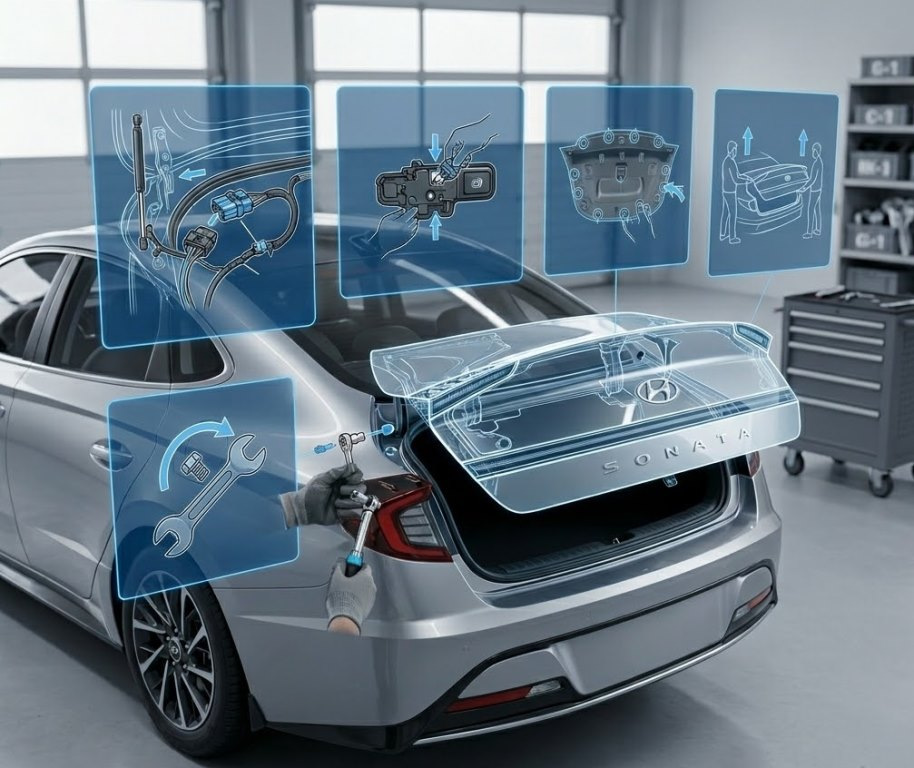 Hyundai Sonata: zo verwijder je de kofferklep – stap voor stap