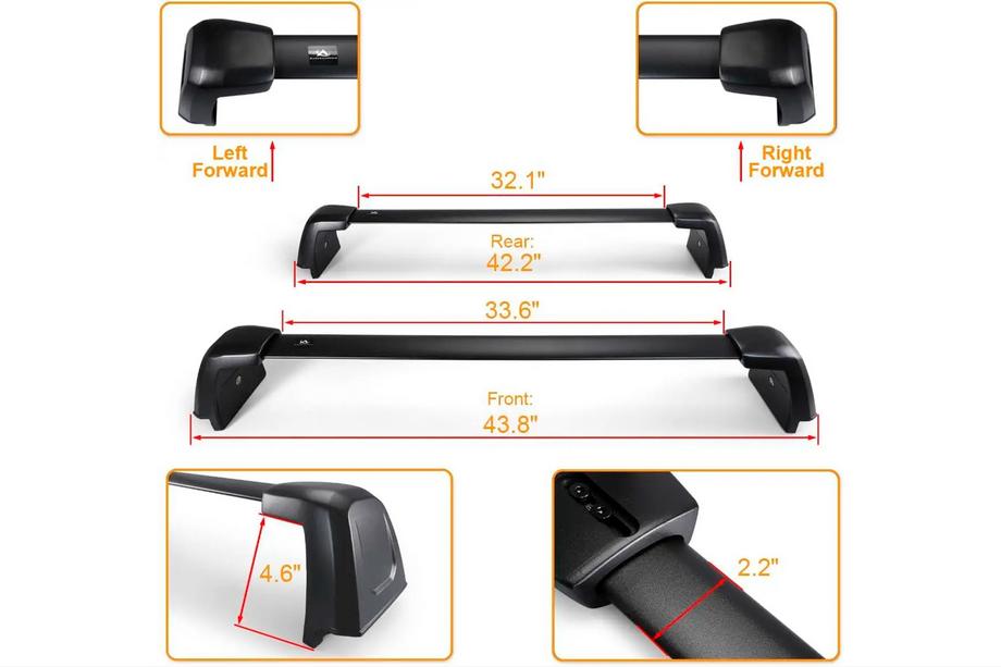 Jeep Grand Cherokee WL 2021– Dakdragers (dwarsbalken) voor geïntegreerde dakrails OEM (2 stuks) Zwart Foto 7