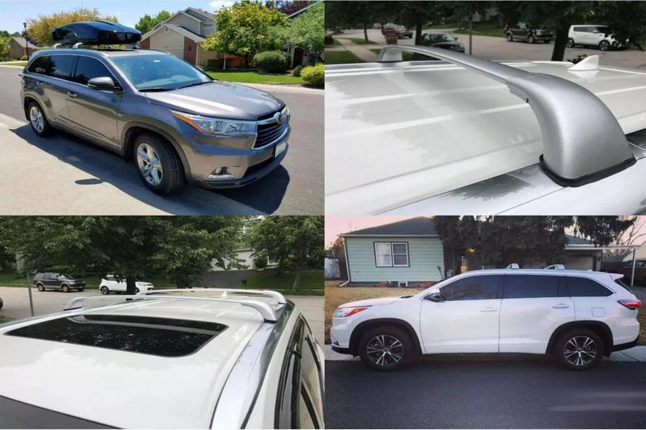Toyota Highlander 2013–2019 Dakdragers (dwarsbalken) voor geïntegreerde dakrails OEM (2 stuks) Grijs Foto 2