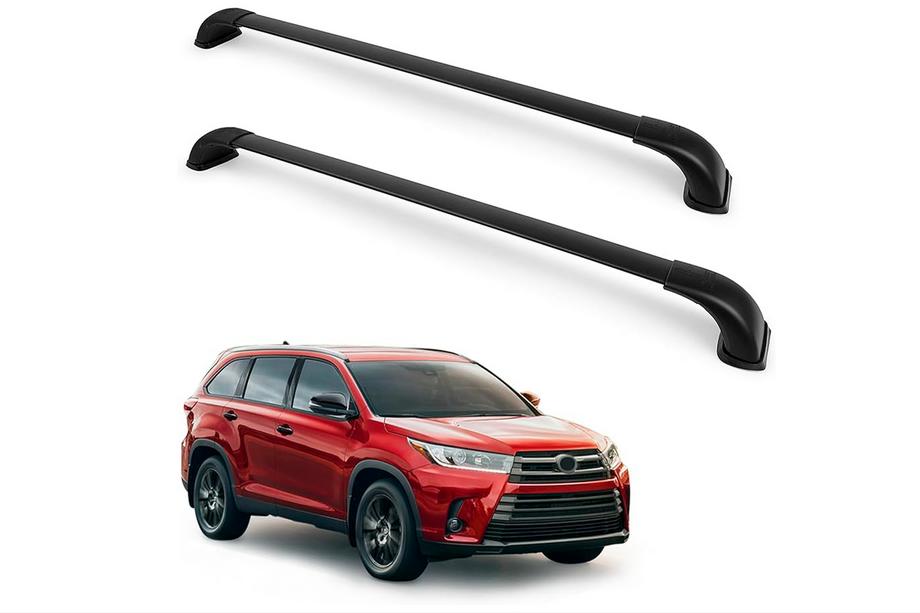 Toyota Highlander 2013–2019 Dakdragers (dwarsbalken) voor geïntegreerde dakrails OEM (2 stuks) Grijs Foto 3