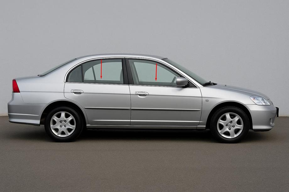 Honda Civic Sedan VII 2001–2006 Buiten raamomlijsting set (4-delig, RVS) OmsaLine - Italiaans roestvrij staal Image