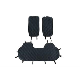 Velours achterbankhoes (set, zwart met blauw stiksel)