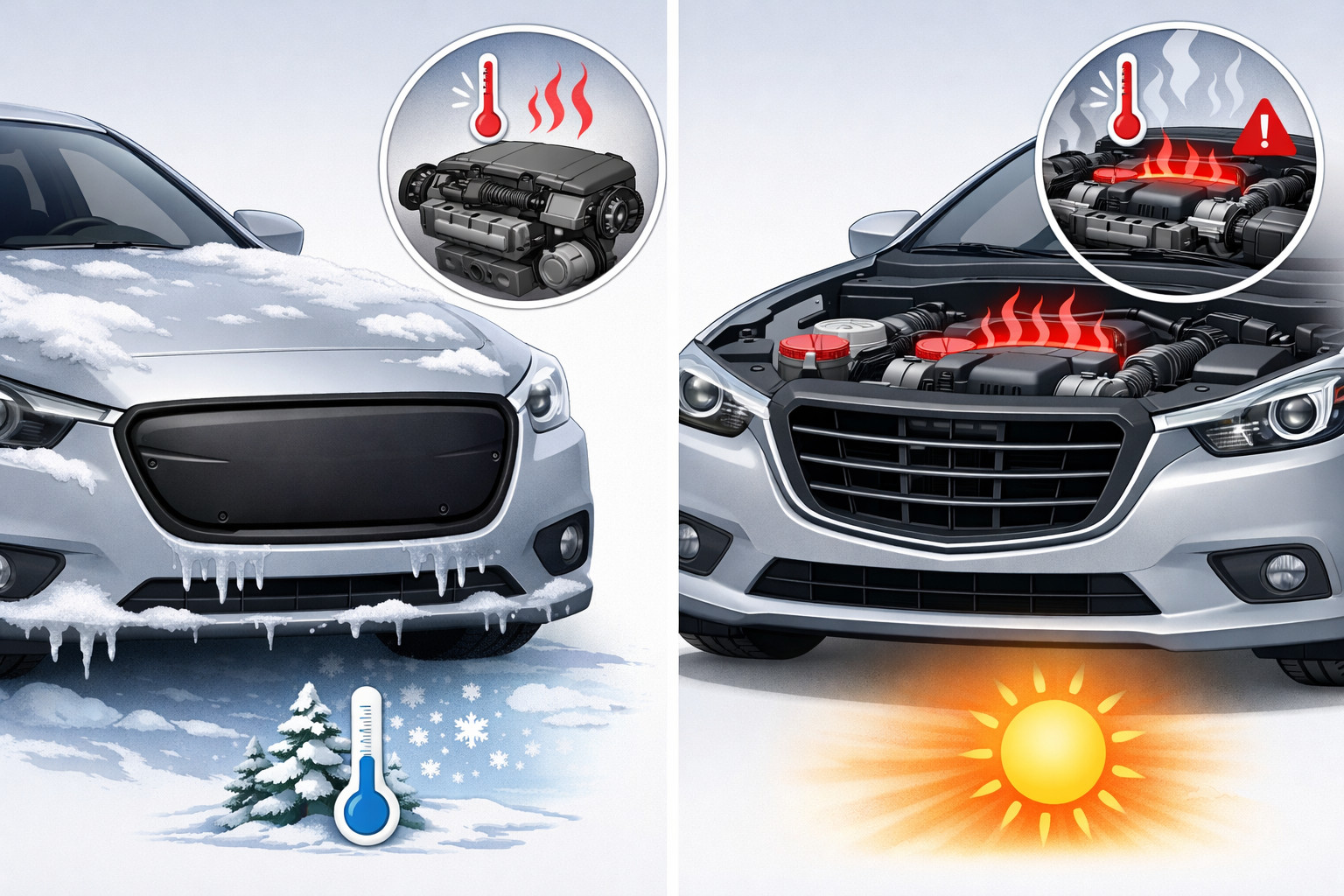 Winterafdekking voor de grille: wanneer helpt het de motor en wanneer schaadt het