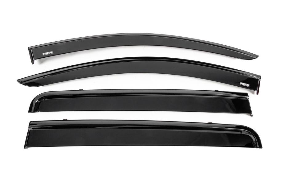 Mitsubishi L200 2015–2024 Winddeflectors met zwarte sierlijst Niken Luxury (4 stuks) Foto 1