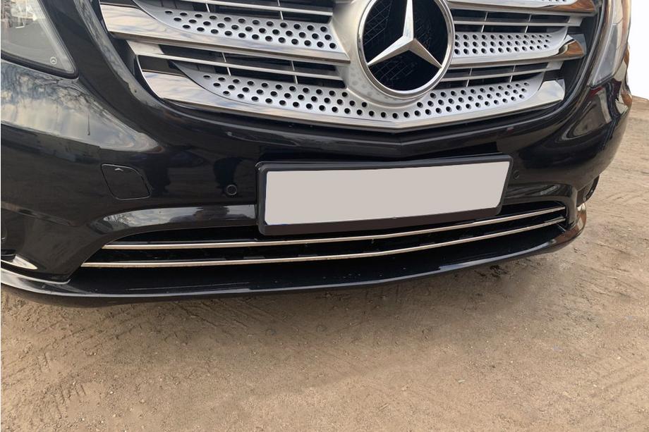 Mercedes Vito/V-klasse W447 2014– Afdeklijsten voor bumperrooster (2-delig, RVS) Vito personenuitvoering (zwart chroom) Foto 7