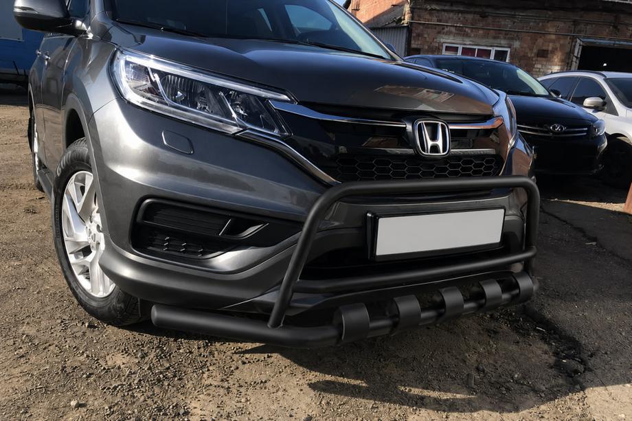 Honda CRV 2012–2016 RVS frontbullbar WT003-ST-V2 Black (roestvrij staal) Foto 1