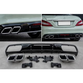 Achterdiffuser met chromen uitlaattips (2015-2018, GT63 design) Mercedes CLS C218 2011–2018 foto 1