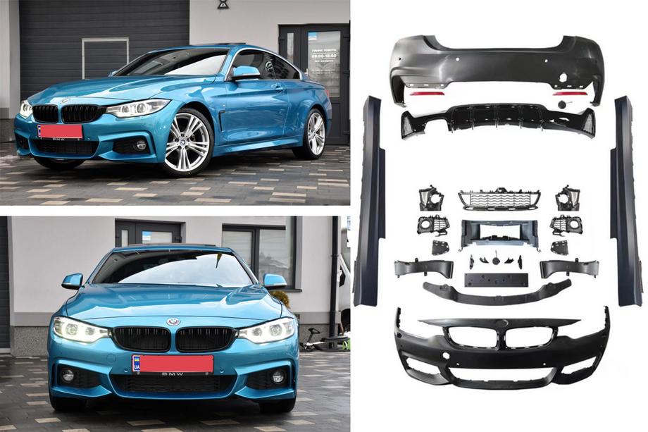 BMW 4 Serie F32/F33/F36 2012–2020 M-Sport bodykit (voor F32) Enkele uitlaat met uitlaten links en rechts Foto 2