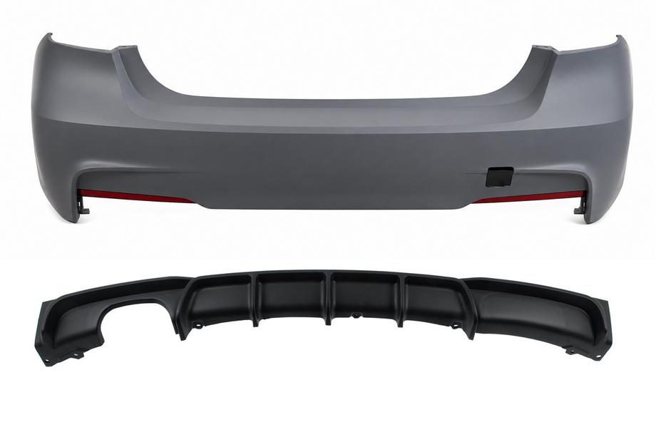 BMW 3 Serie F30/F31 2012–2019 Achterbumper met diffuser voor dubbele uitlaat aan één zijde M-Sport (voor F30) Image