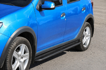Dacia Sandero 2013–2020 Side steps KB001 (RVS) Black 60 mm foto 2