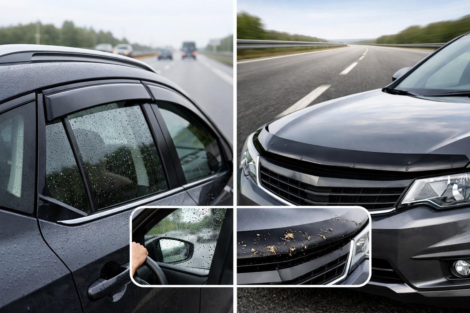 Raamdeflectors of een motorkapdeflector: wat is handiger in de stad en op de snelweg