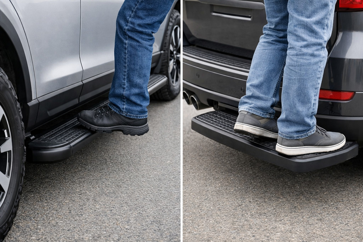 Side steps of achtertrede: wat is praktischer bij een hoge carrosserie?