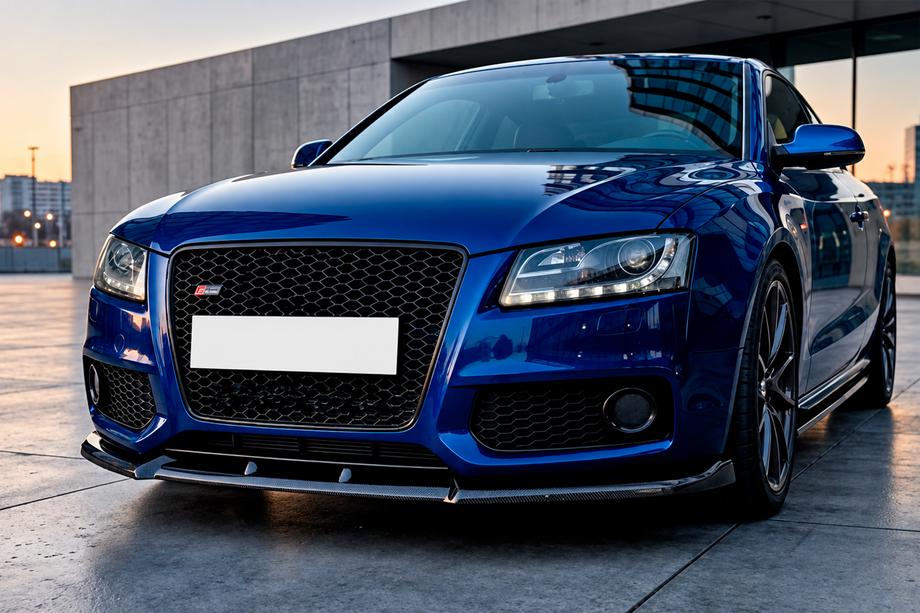 Audi A5 2007–2015 Voorbumper lip spoiler Lip DPT V2 (voor S-Line, 2007-2011, glanzend zwart) Image