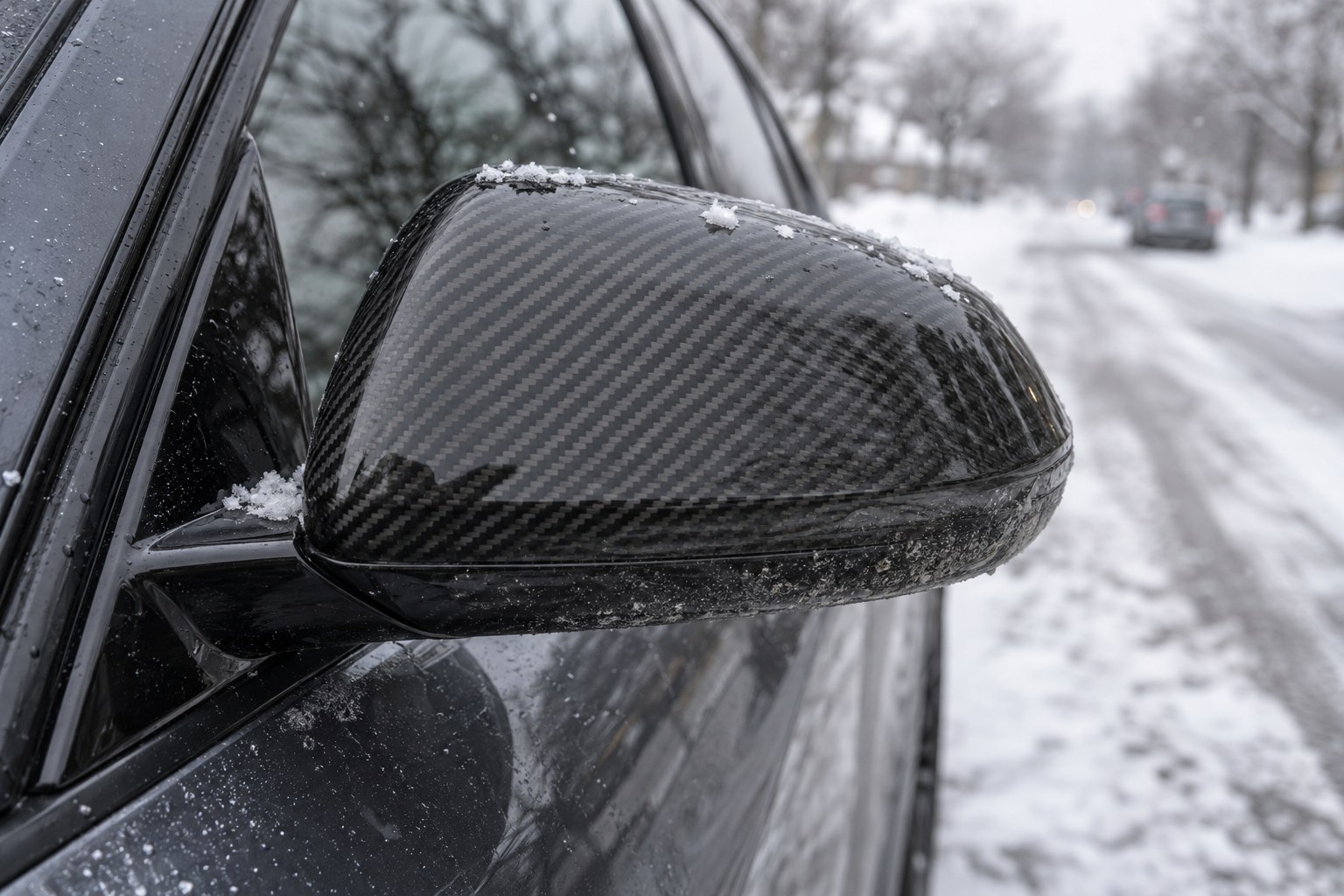 Carbon sierdelen in de winter: zout, wasstraat en vorst zonder waas