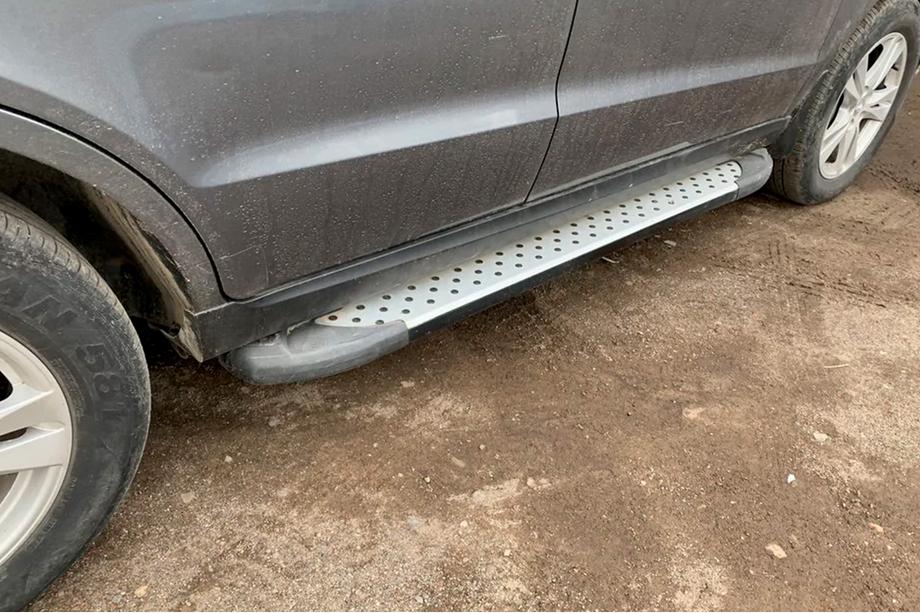 Hyundai Santa Fe 2 2006–2012 Zijsteps Allmond Grey (2 stuks, aluminium) Foto 6