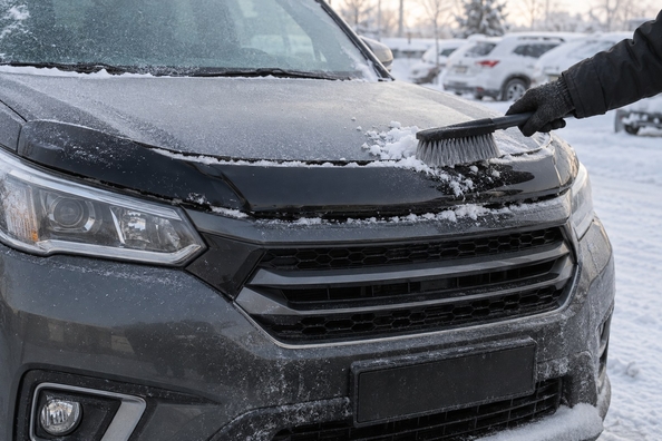 Motorkapdeflector in de winter: ijs eronder, zout en hogedrukreiniger — verwijderen? Foto 2