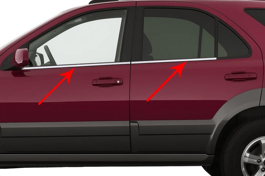 Kia Sorento I BL 2002–2009 Raamomlijsting (4-delig, RVS) Carmos - Turks staal Image