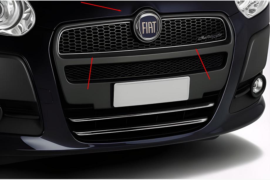 Fiat Doblo II 2010–2022 Grille-afdeklijsten (2010-2015, boven, RVS) Image