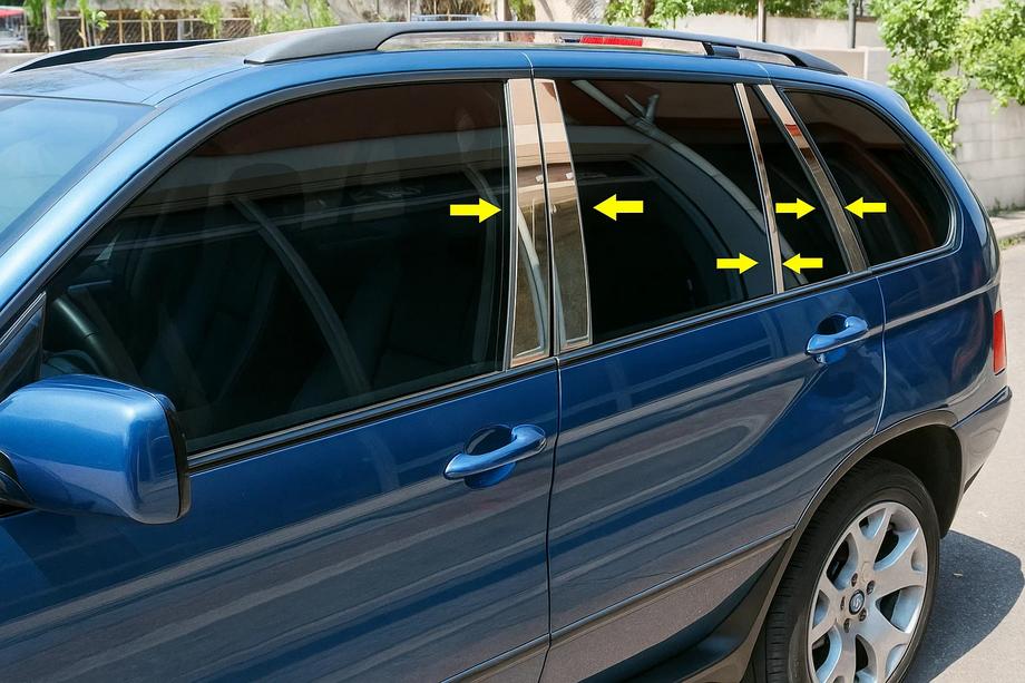 BMW X5 E53 1999–2006 Deurstijl sierlijsten (8 stuks, RVS) Image