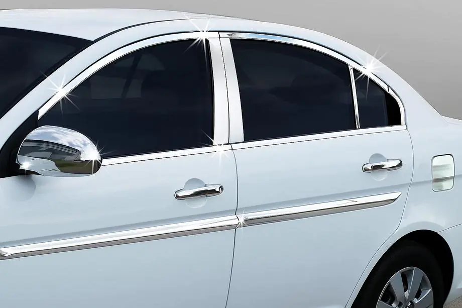Hyundai Accent 2006–2010 Complete raamlijstenset (14-delig, RVS) Image