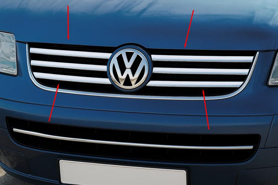 Volkswagen T5 Multivan 2003–2010 RVS sierlijsten voor grille (6-delig) Image