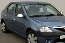 Dacia Logan I 2005–2008 Complete chromen spiegelkappen (2 st.) OmsaLine - Italiaans roestvrij staal foto 1