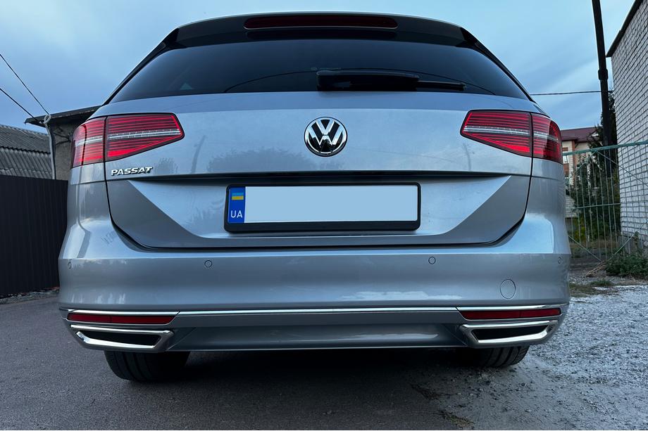 Volkswagen Passat B8 2015–2023 Sierstukken uitlaatimitatie SD/SW (2015-2018, 2 stuks, RVS) S-Design - Italiaans roestvrij staal Foto 6