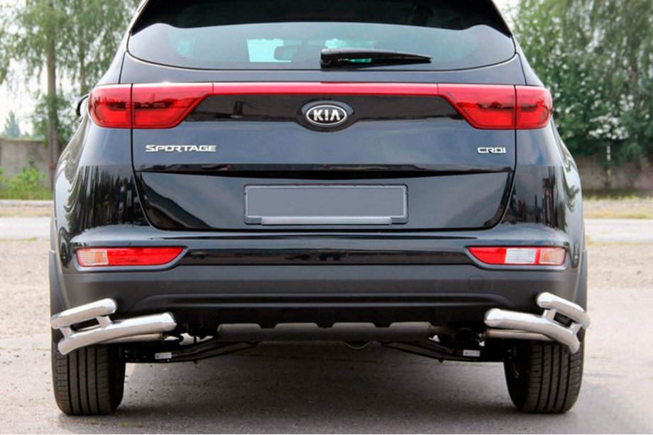 Kia Sportage 2015–2021 Dubbele achterhoekbescherming AK003-подвійний (RVS) Image
