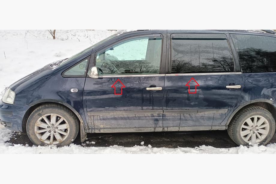 Volkswagen Sharan 1995–2010 Raamomlijsting (4-delig, RVS) Carmos - Turks staal Image