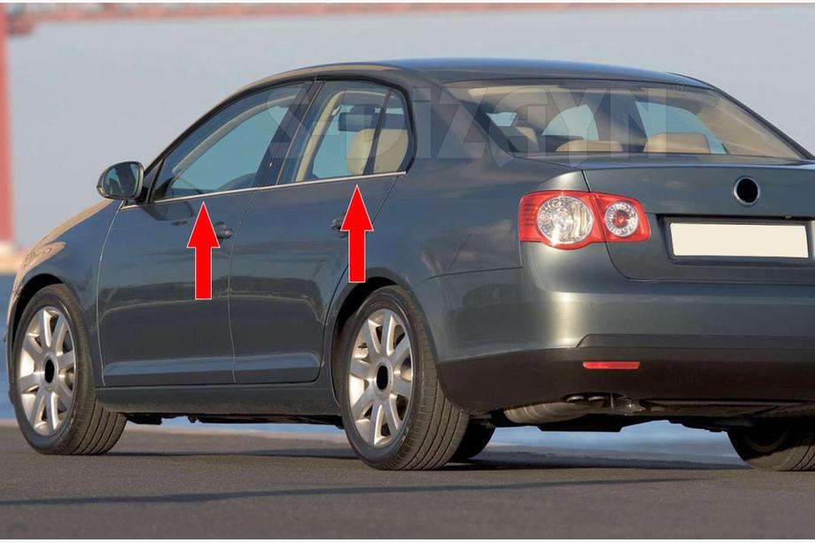 Volkswagen Jetta 2006–2011 Buiten raamomlijsting set (4-delig, RVS) OmsaLine - Italiaans roestvrij staal Image