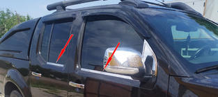 Nissan Navara 2006–2015 Buitenste raamlijstomlijsting RVS (set 4 stuks) foto 4
