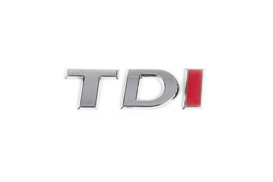 Volkswagen Jetta 2011–2018 TDI-embleem (OEM-look) TD chroom, I rood Foto 3