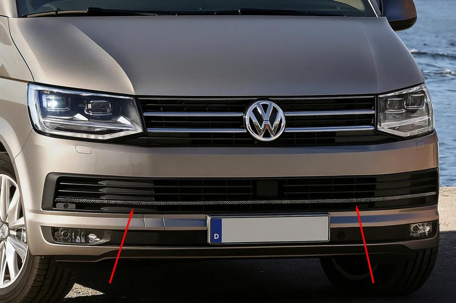Volkswagen T6 2015–2024 Bumperrooster inserts 2015-2019 (3 stuks, carbon) Foto 1