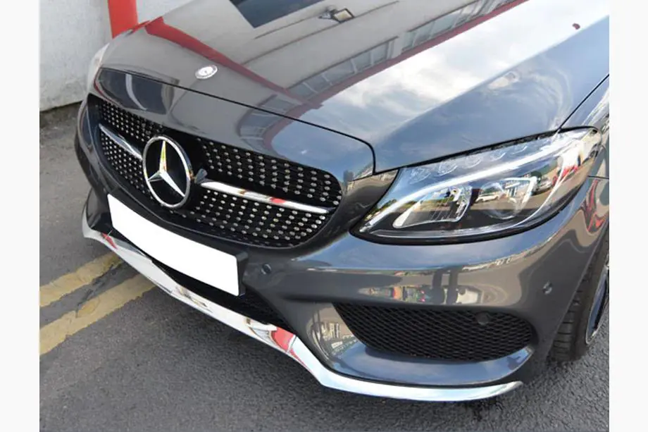 Mercedes C-klasse W205 2014–2021 Voorgrille Diamond Silver (voor Avantgarde/AMG-Line/C43 AMG) Foto 16