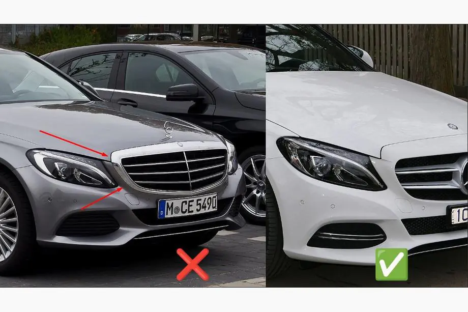 Mercedes C-klasse W205 2014–2021 Voorgrille Diamond Silver (voor Avantgarde/AMG-Line/C43 AMG) Foto 6