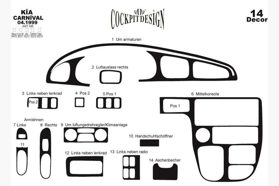 Kia Carnival 2002–2013 Dashboard sierlijsten Foto 2