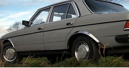 Mercedes W123 1975–1986 RVS wielkastlijsten (set van 4 stuks) foto 5