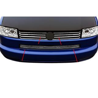 Sierlijsten voor bumperrooster (rechte motorkap) (3 stuks, RVS) Volkswagen T4 Caravelle/Multivan 1990–2003 foto 1