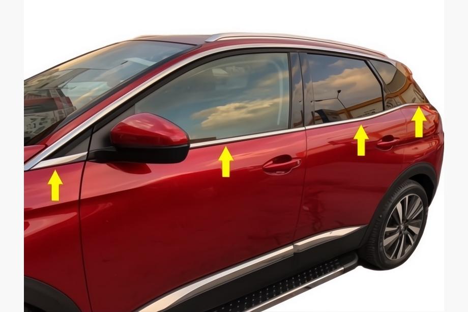 Peugeot 3008 2016–2023 Onderste raamlijsten (8 stuks, RVS) Carmos - Turks staal Image